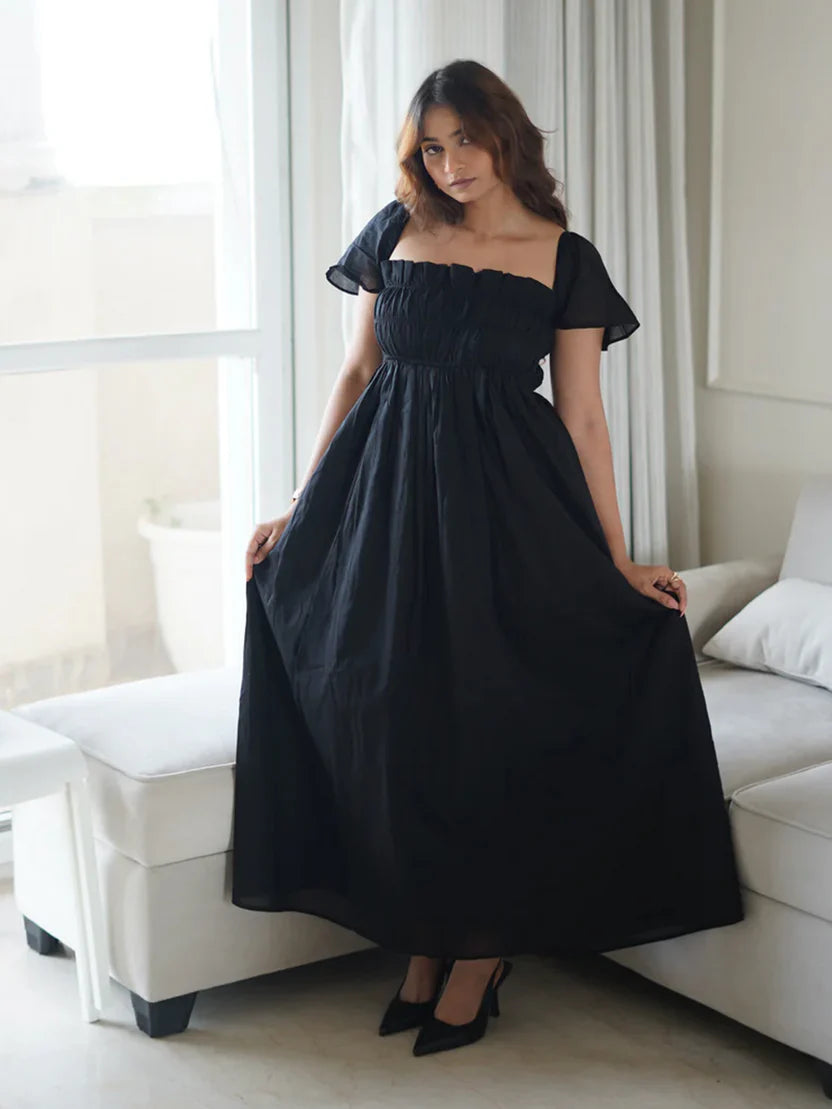 Maxi Dress One Piece - Aalya Black Maxi LabelbyAnuja Maxi Dress One Piece - Aalya Black Maxi LabelbyAnuja