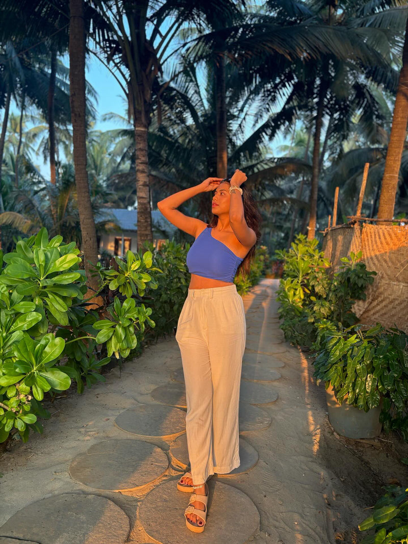 Linen Blend Tailored Wide leg pants
