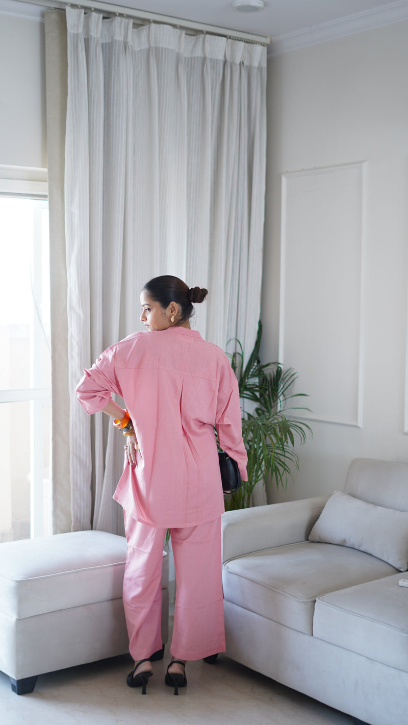 Peach Wrap Coord Set