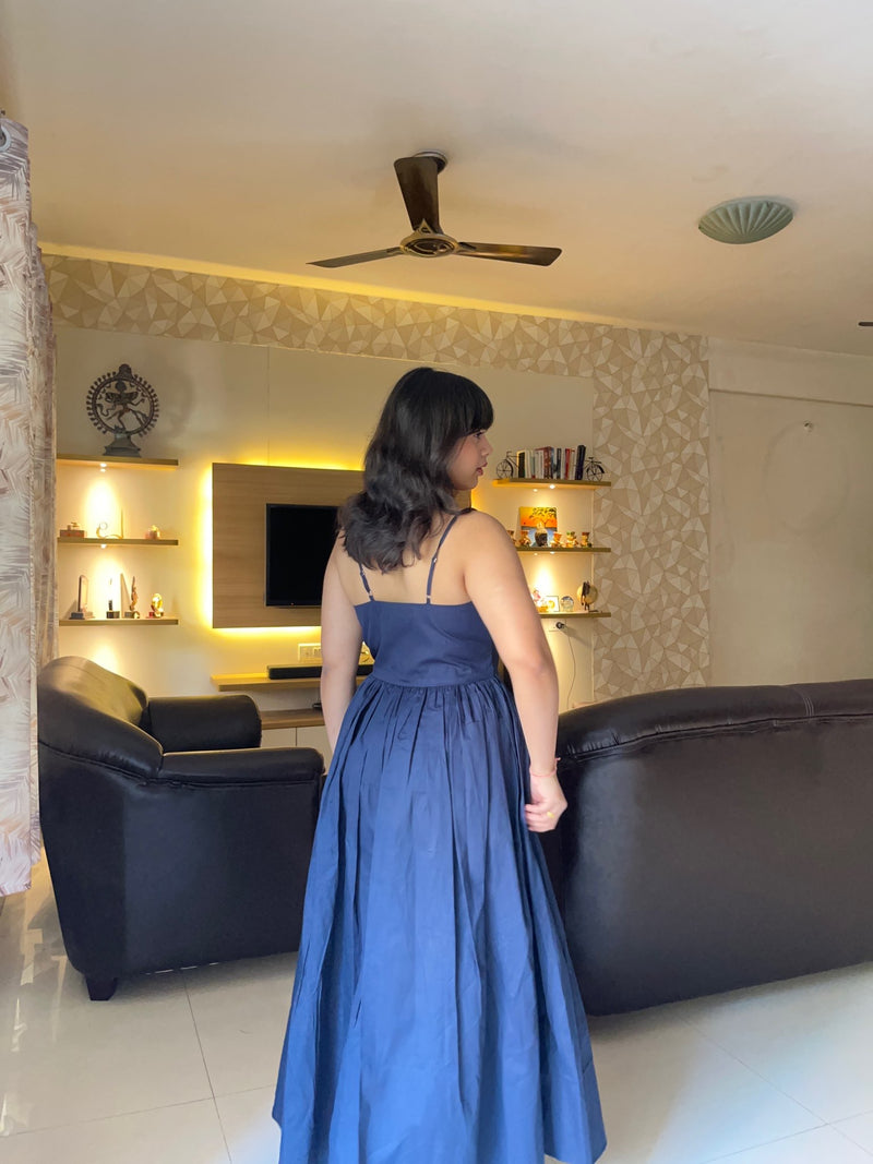 AMEERA NAVY GATHERED DRESS