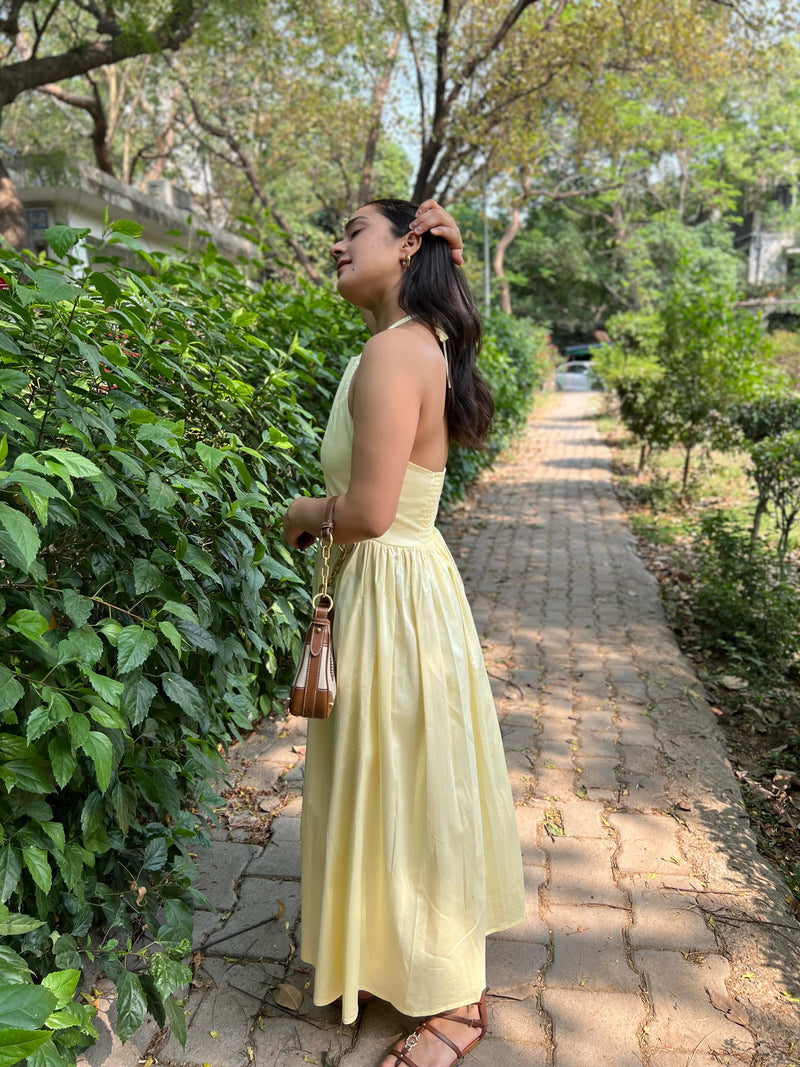 Yellow Halter Neck Maxi Dress