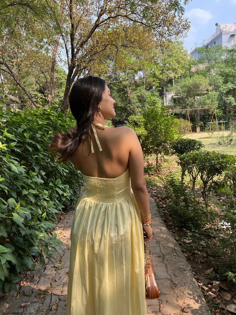 Yellow Halter Neck Maxi Dress