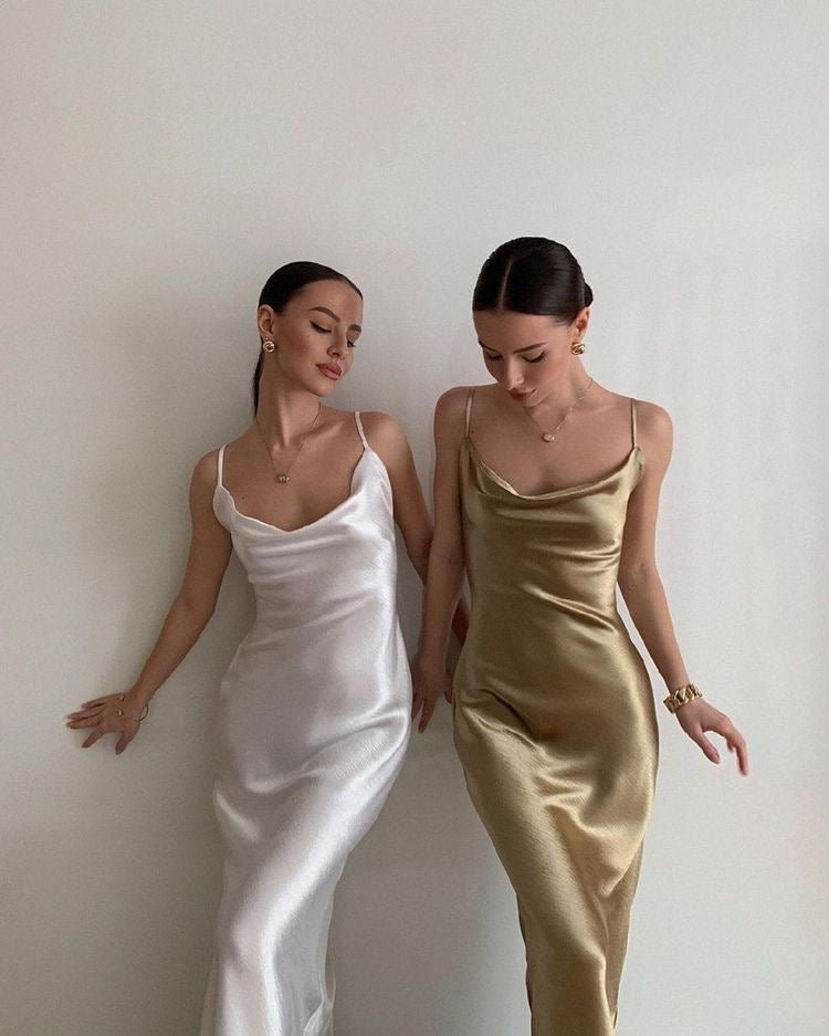 satin dress party wear Long satin party dress with corset and double straps