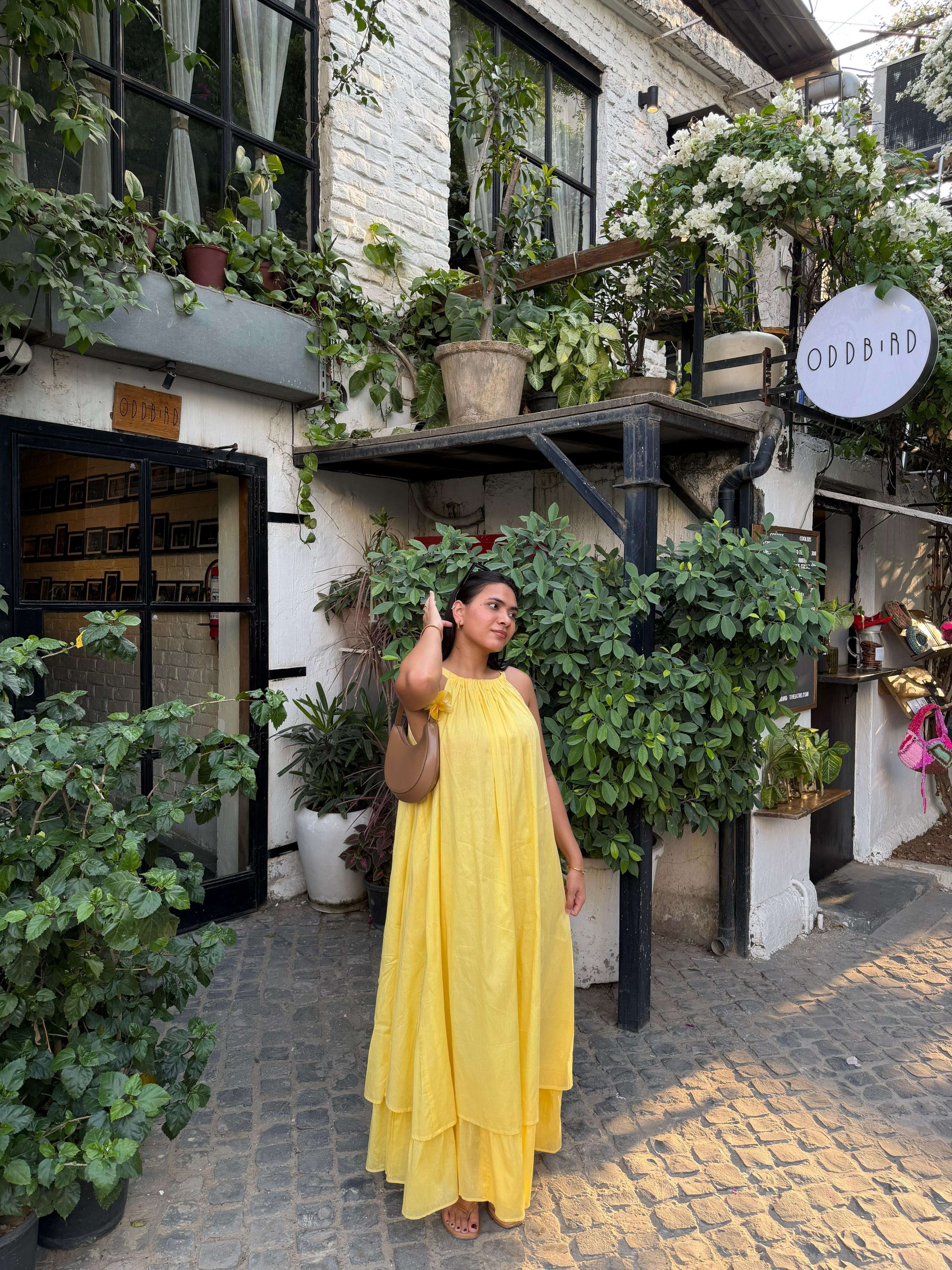 Mulmul Blooming Pastel Yellow Maxi Dress