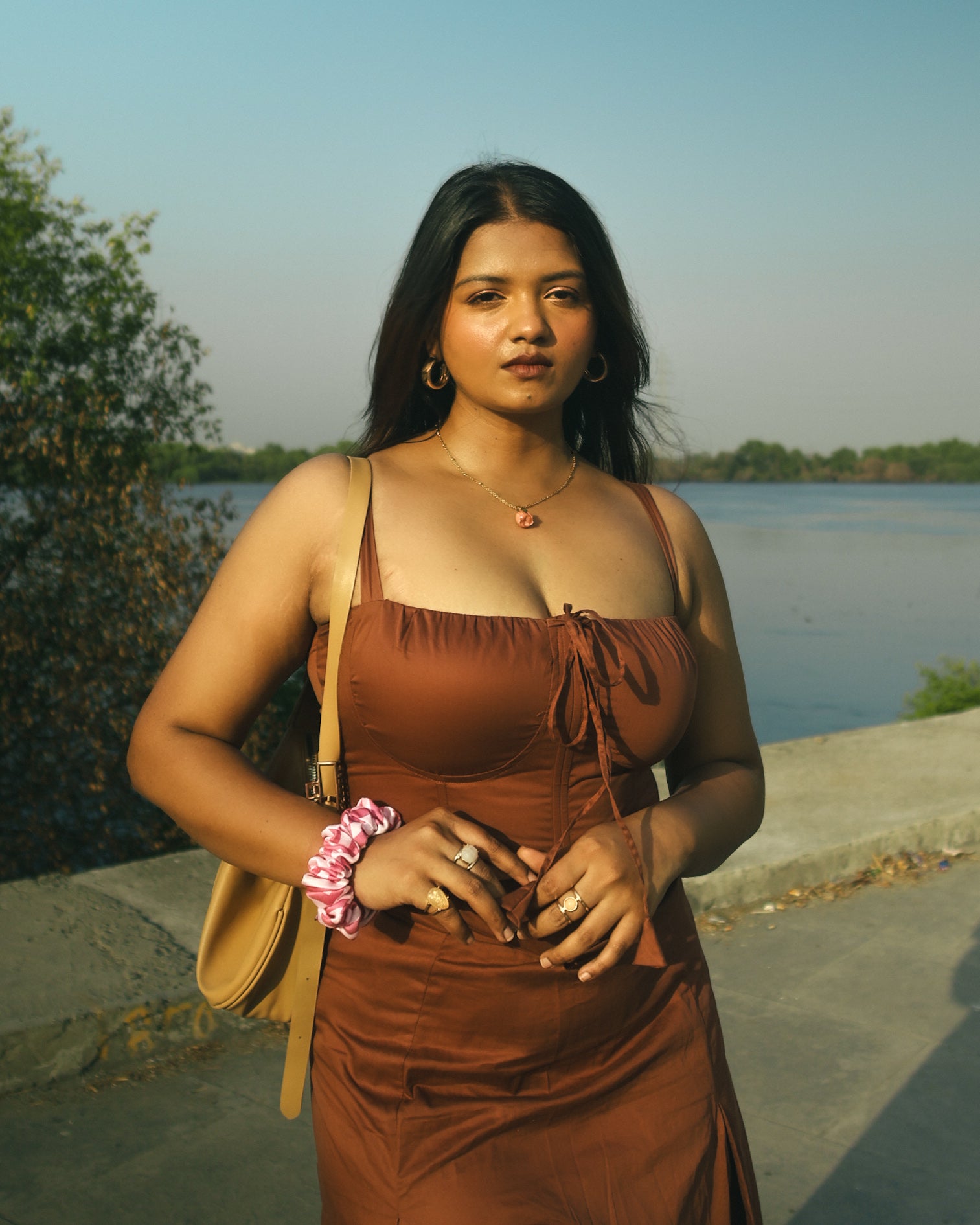 Coffee Brown Corset Dress