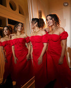 Red Corset Puff Dress