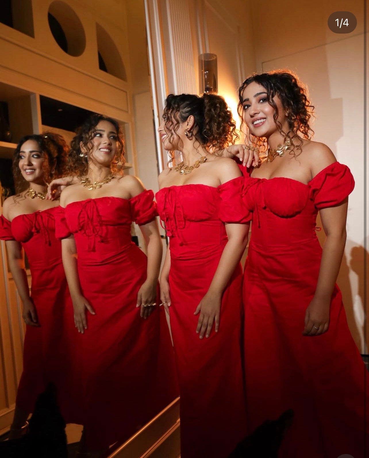 Red Corset Puff Dress