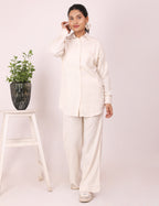 Cream Linen Full Pants