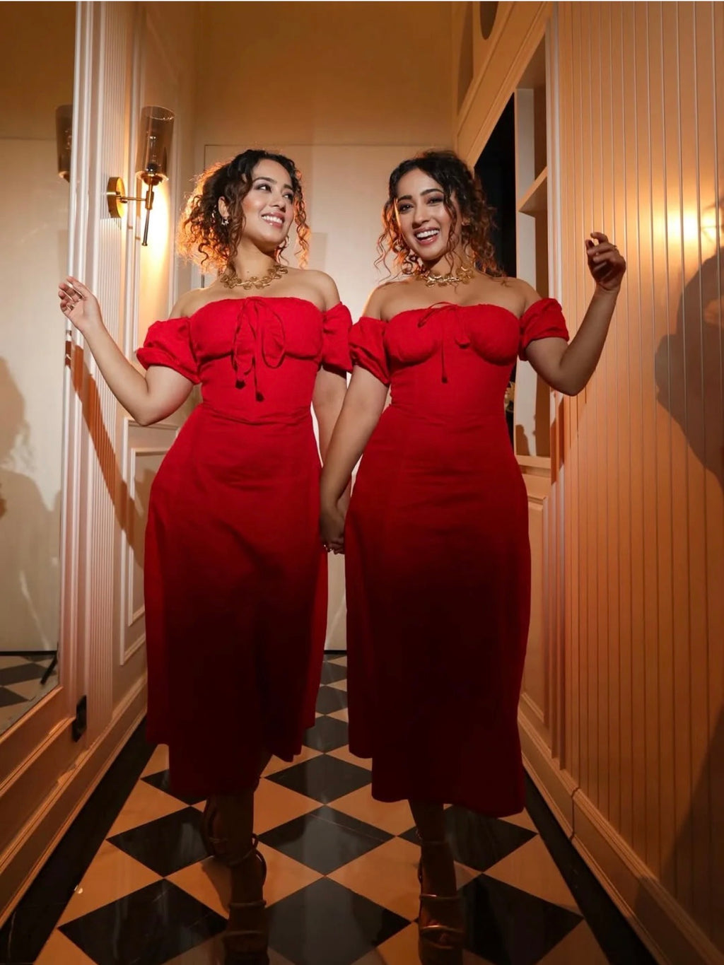 Red Corset Puff Dress