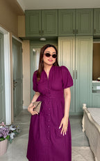 Aalayra Purple Button Maxi Dress