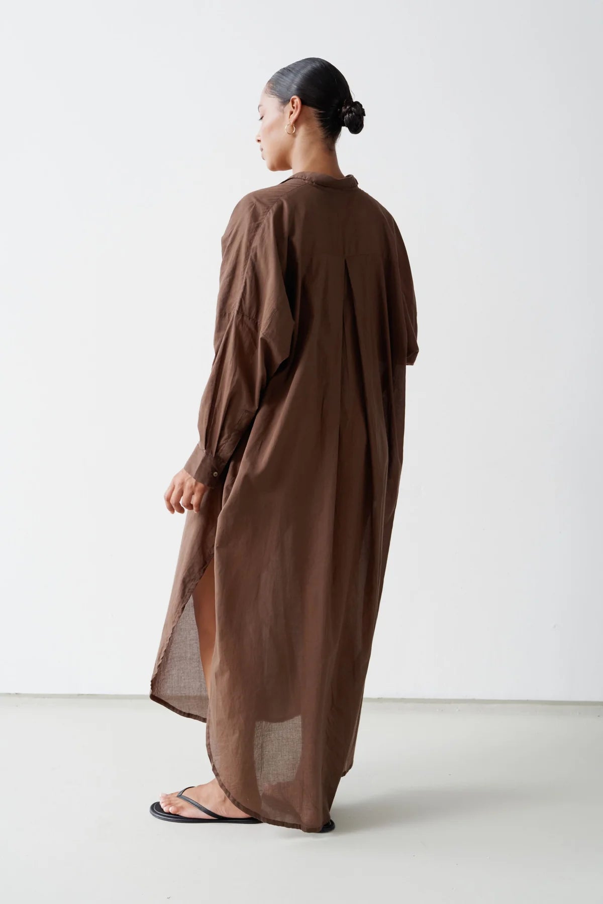 Mulmul Coffee Brown Long Shirt Dress