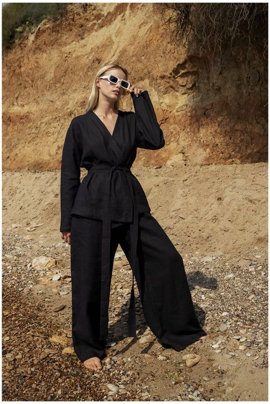 Black Wrap Coord Set