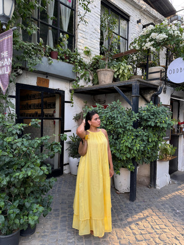 Mulmul Blooming Pastel Yellow Maxi Dress