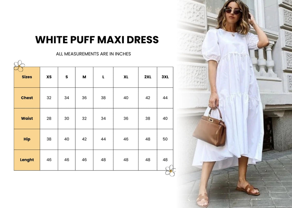 White Puff Maxi Dress