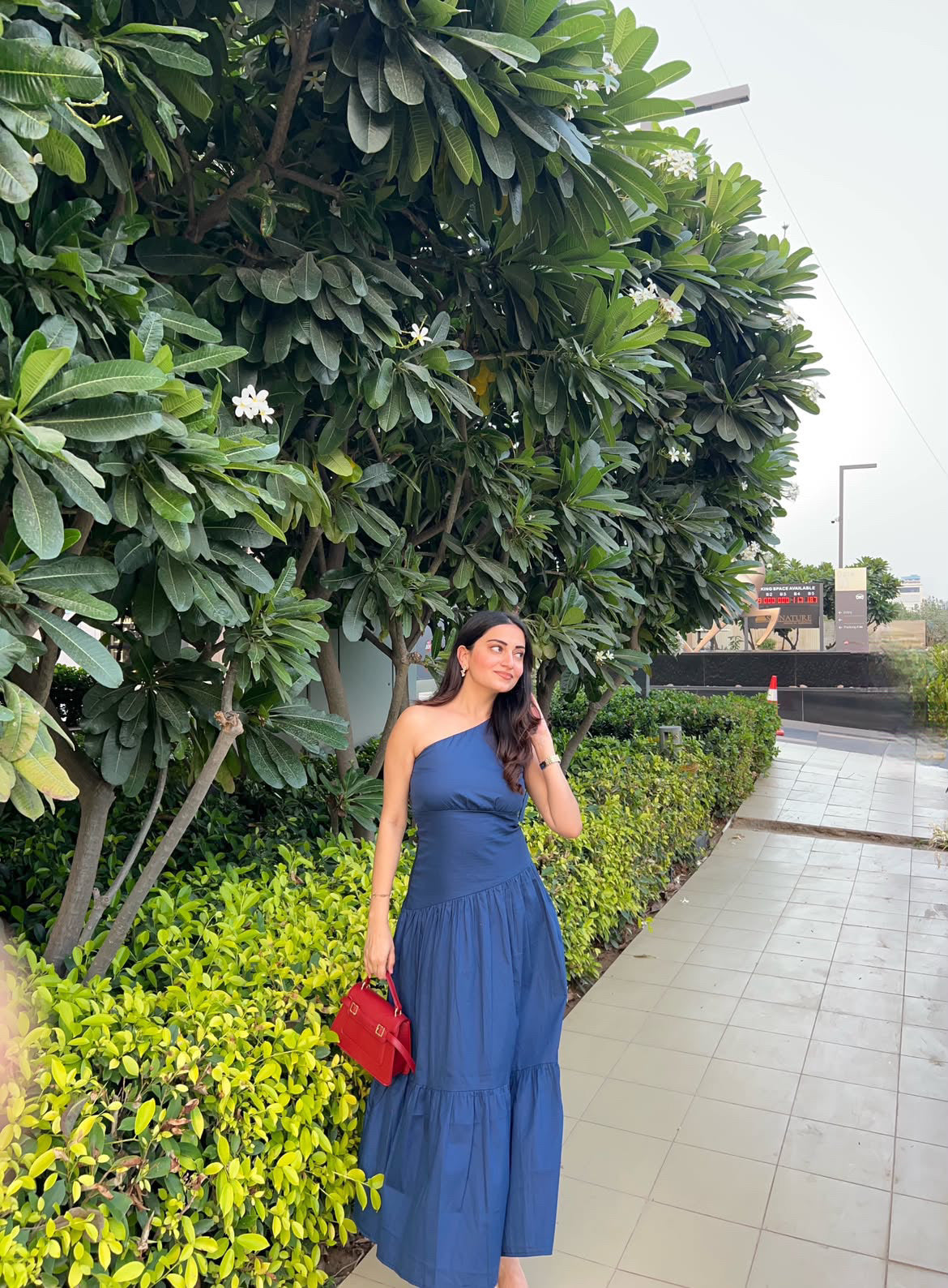 Navy One Shoulder Dress
