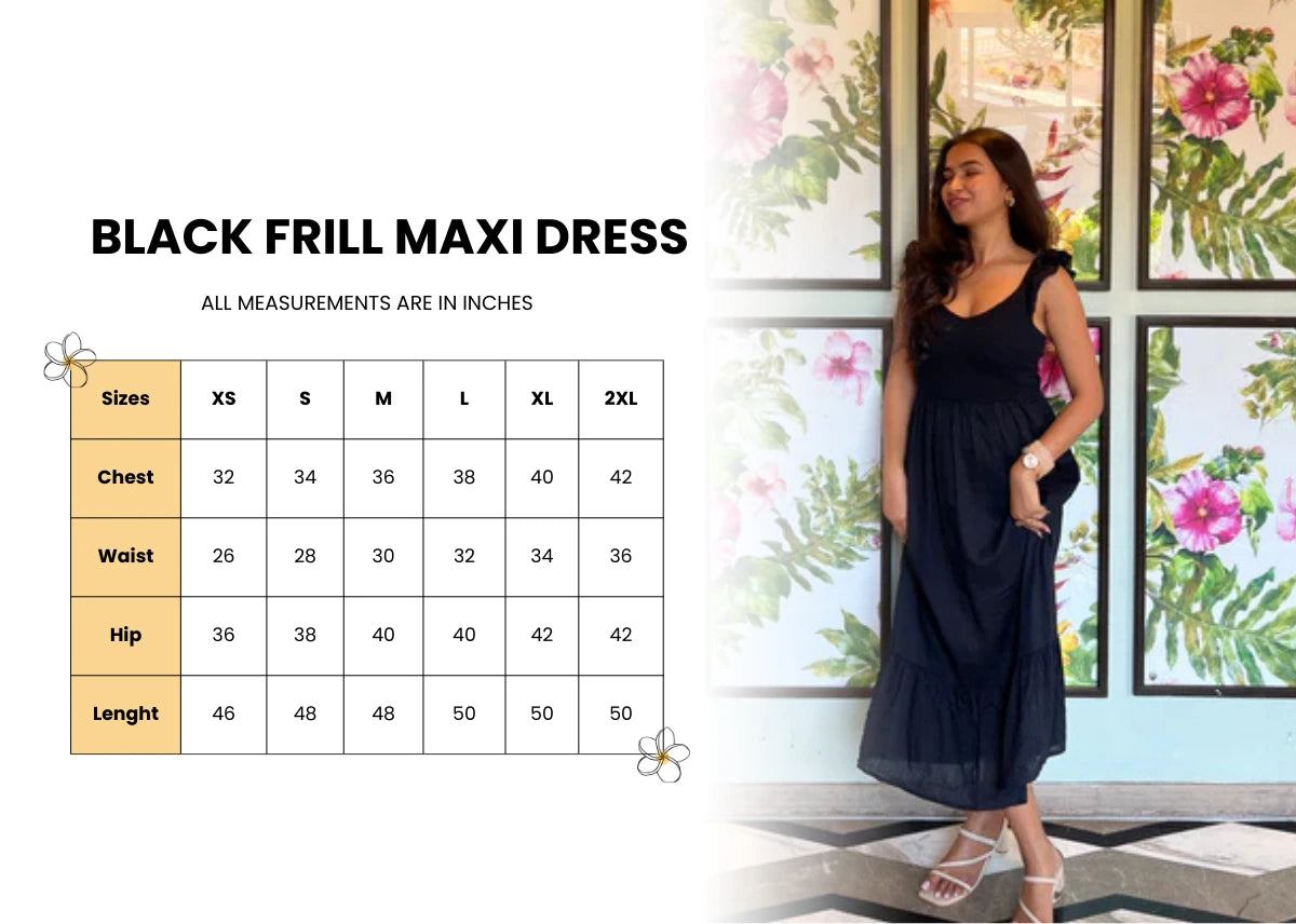 Black Frill Maxi Dress