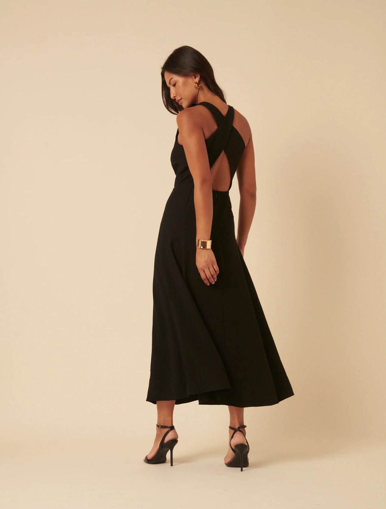 Amalia Black Cross Wrap Maxi Dress