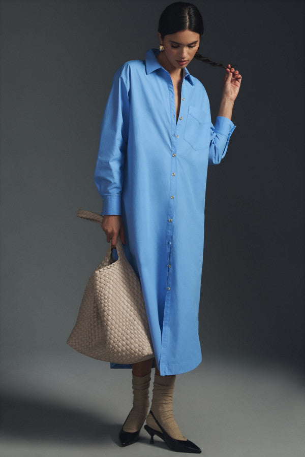 Pastel Blue Long Shirt Dress