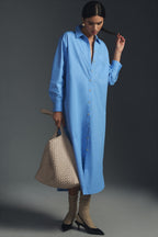 Pastel Blue Long Shirt Dress
