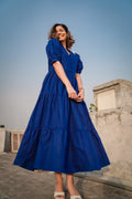 Royal Blue Button Maxi Dress