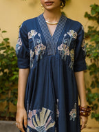 Embroidery Navy Maxi Dress