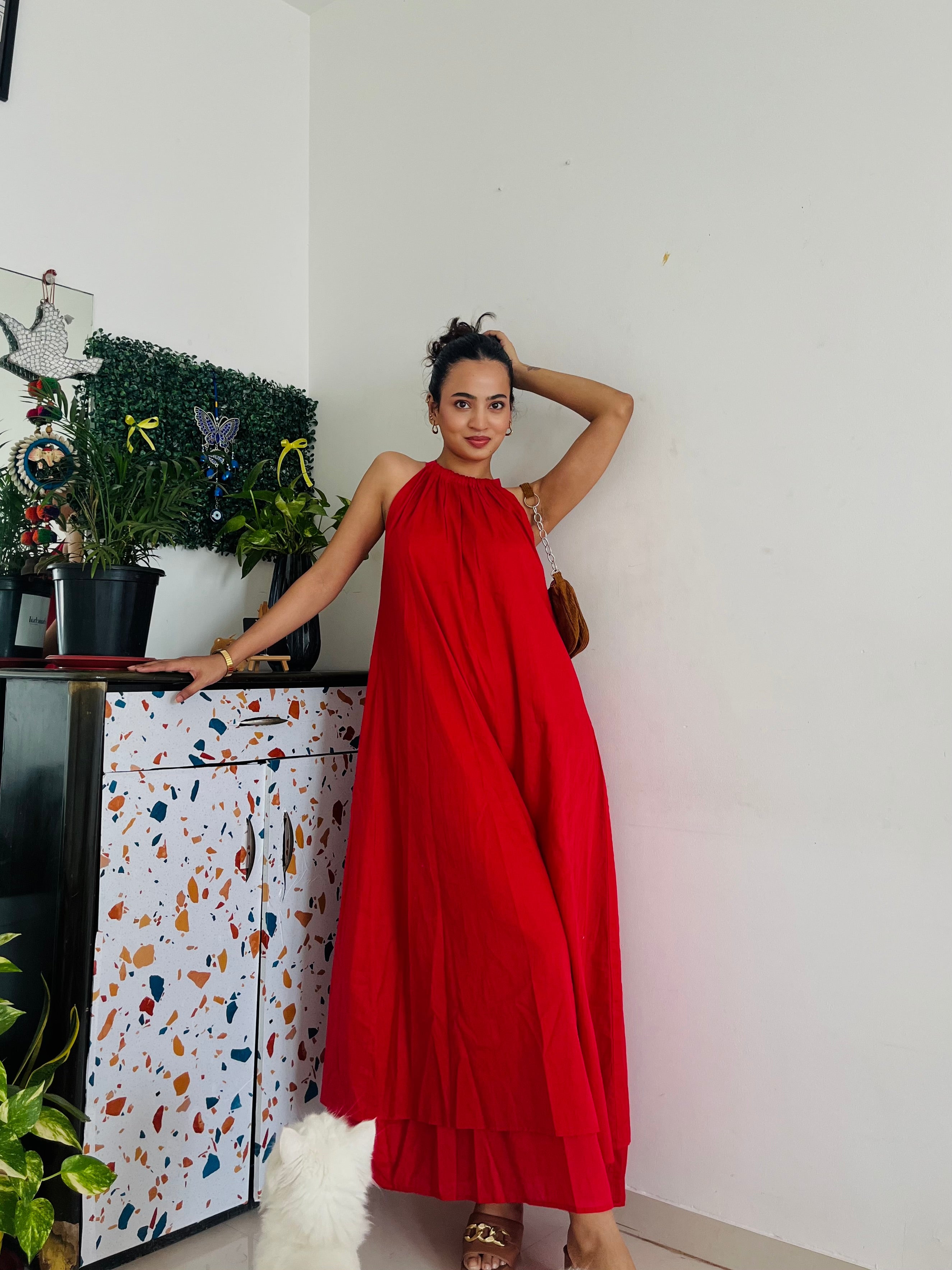 Mulmul Blooming Red  Maxi Dress