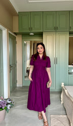 Aalayra Purple Button Maxi Dress