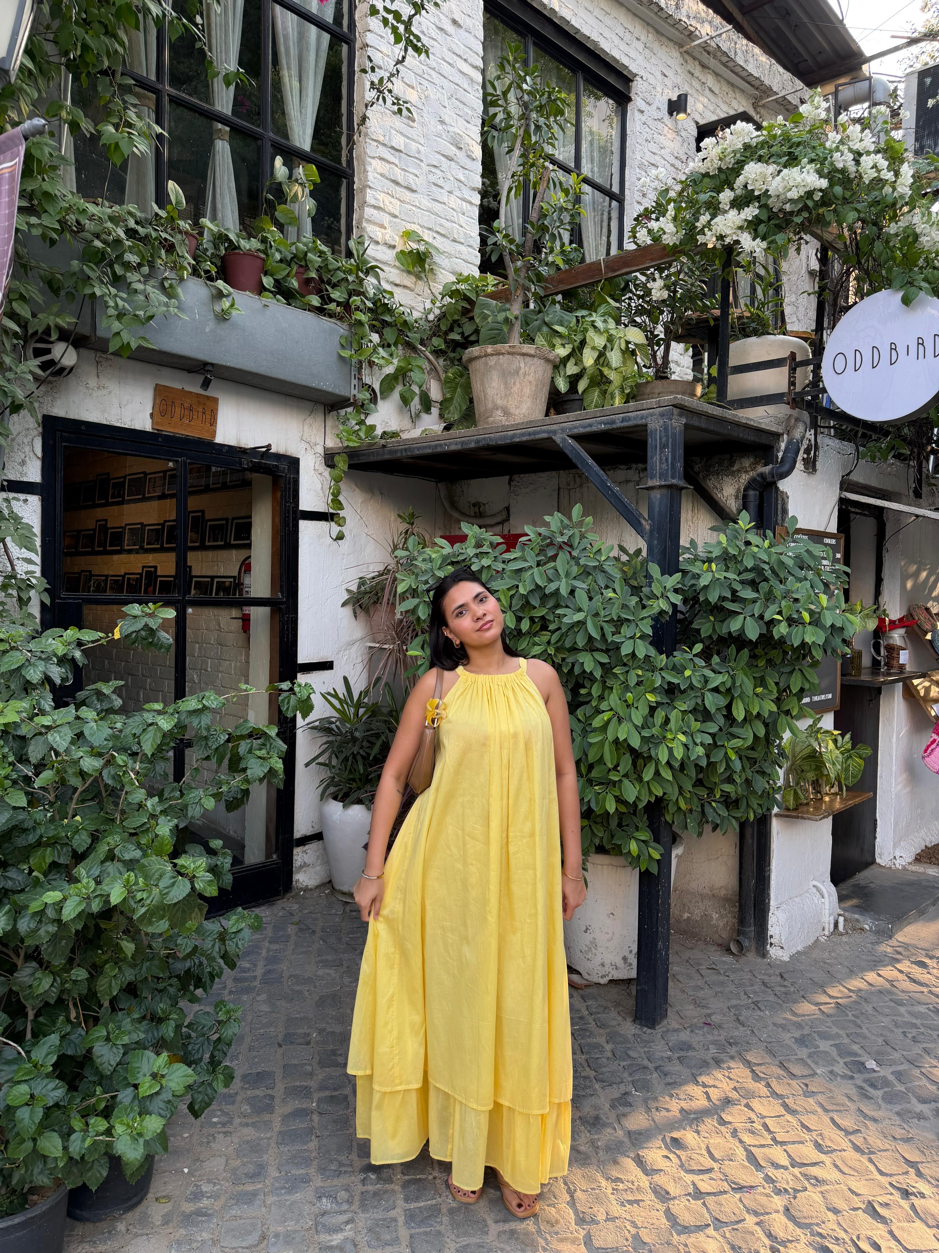 Mulmul Blooming Pastel Yellow Maxi Dress
