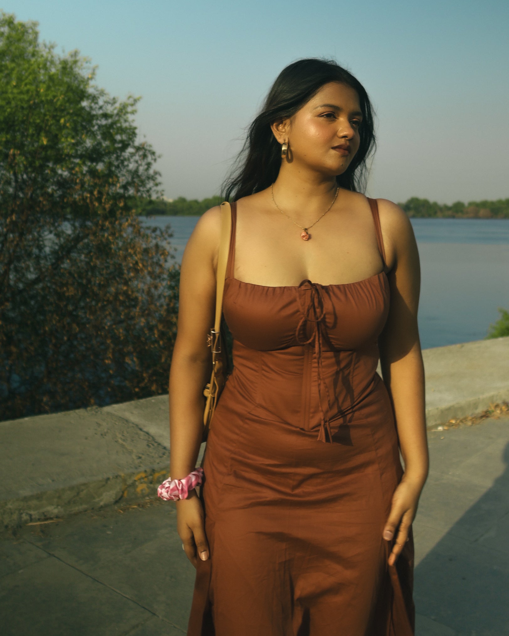 Coffee Brown Corset Dress