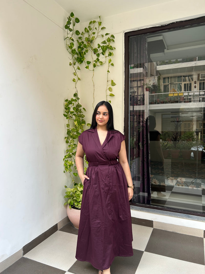 Wine Elastic Maxi Dress
