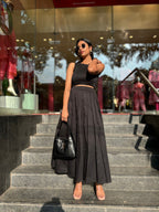 Black Pleated Skirt Set