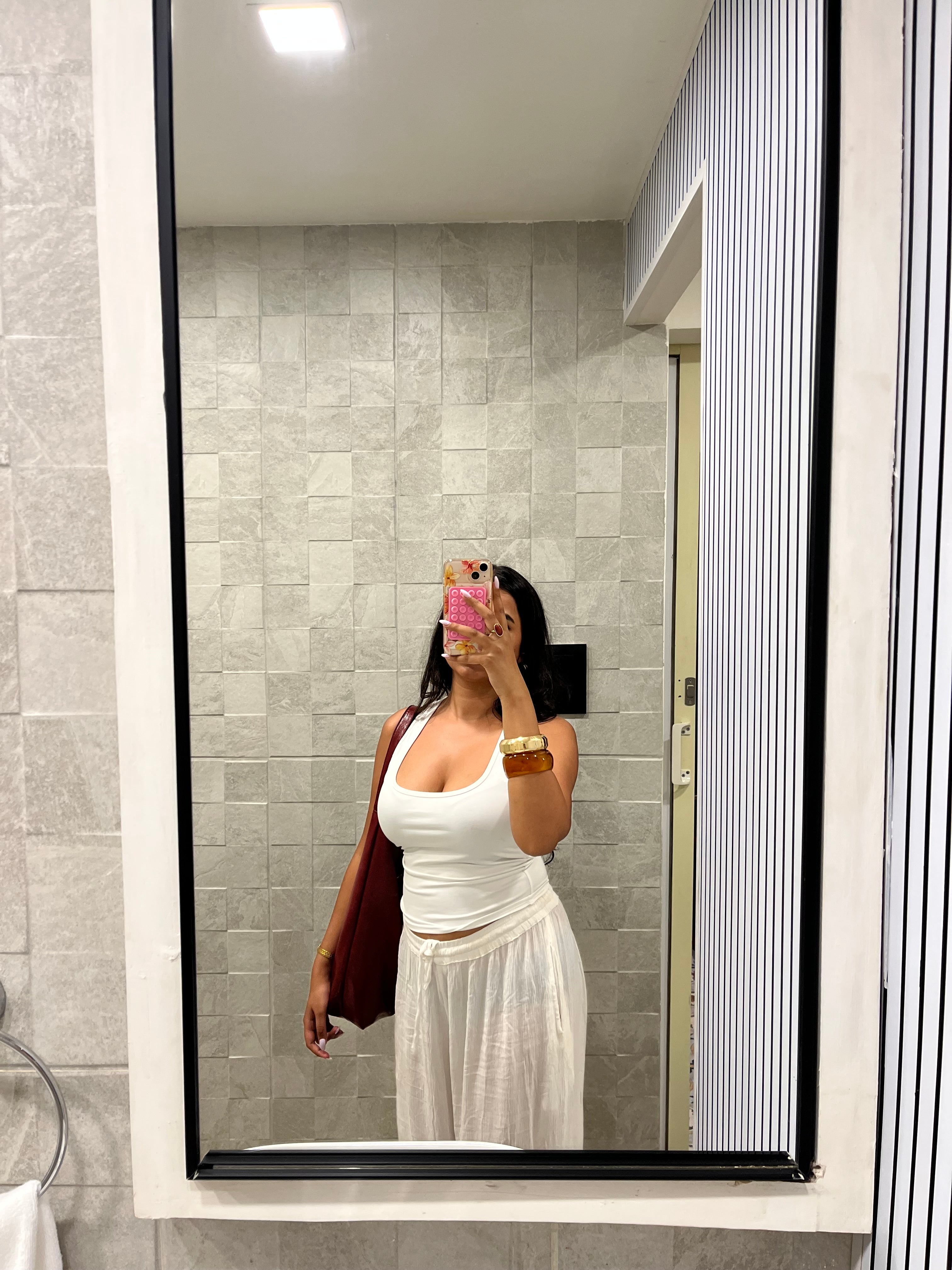 White Viscose Flex Pants