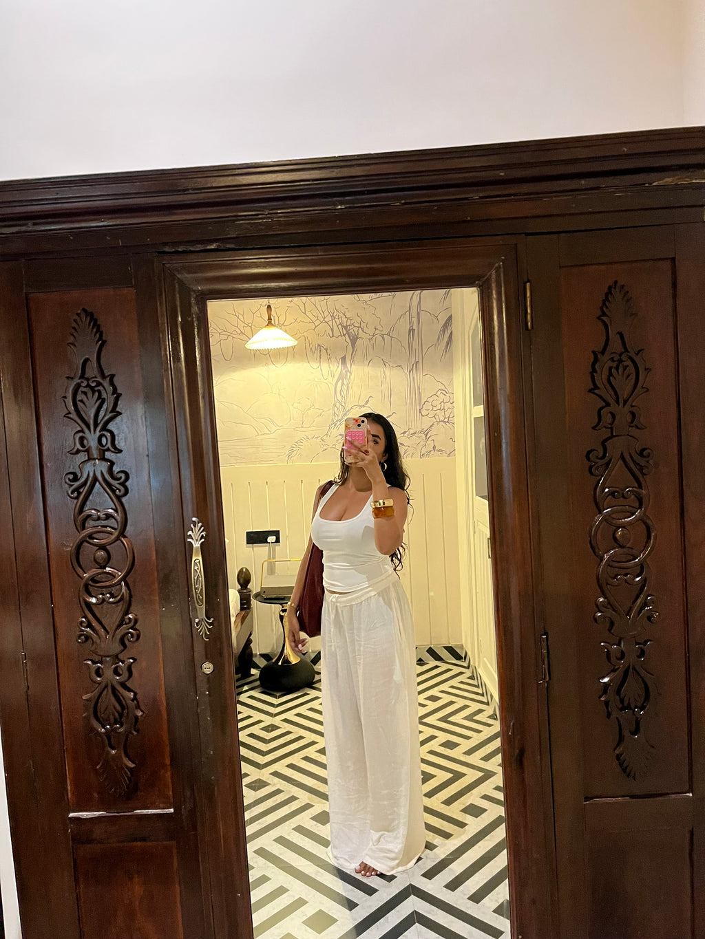 White Viscose Flex Pants