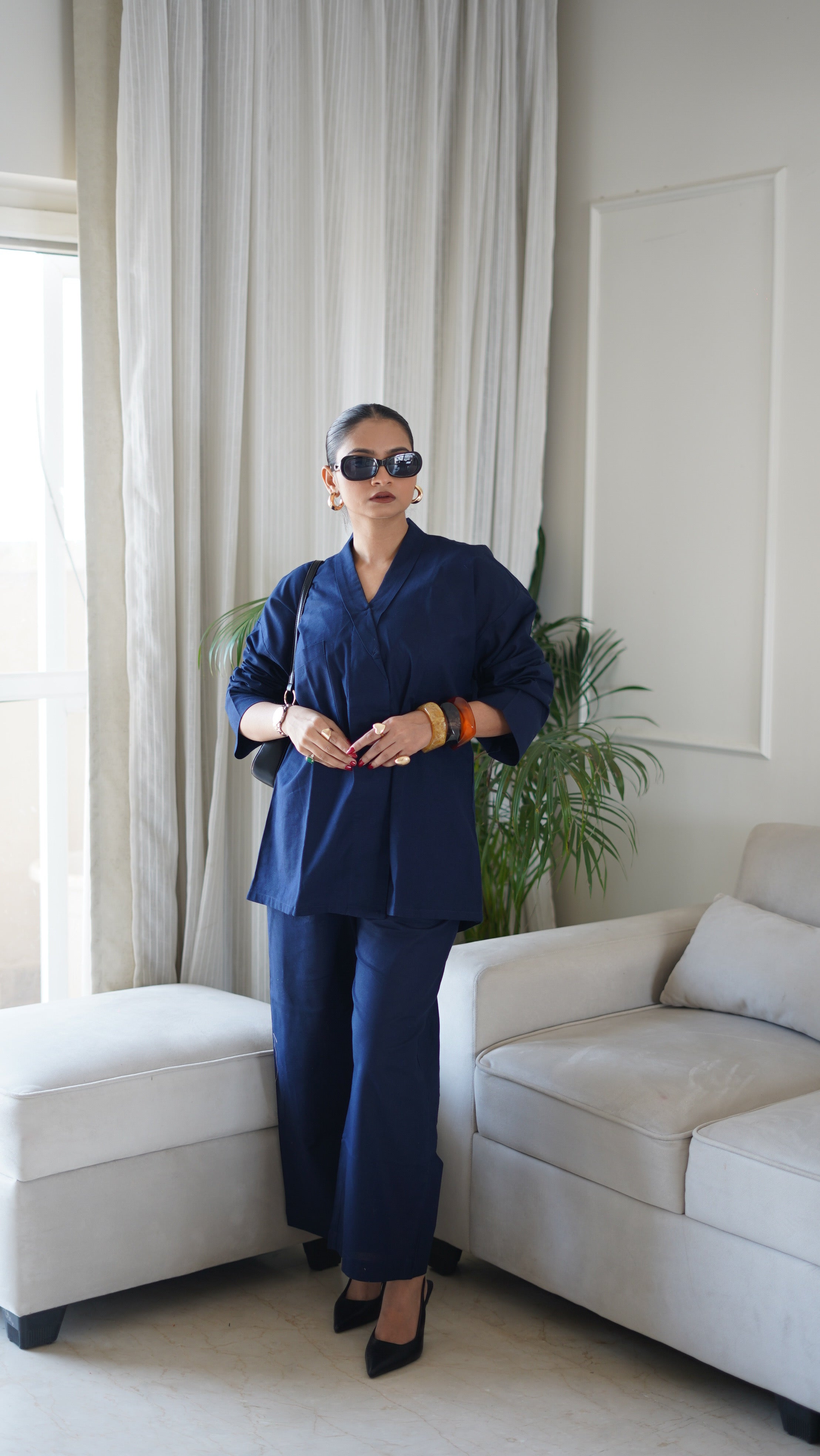 Navy Wrap Coord Set