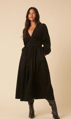 Aalayra Black Button Maxi Full Sleeves