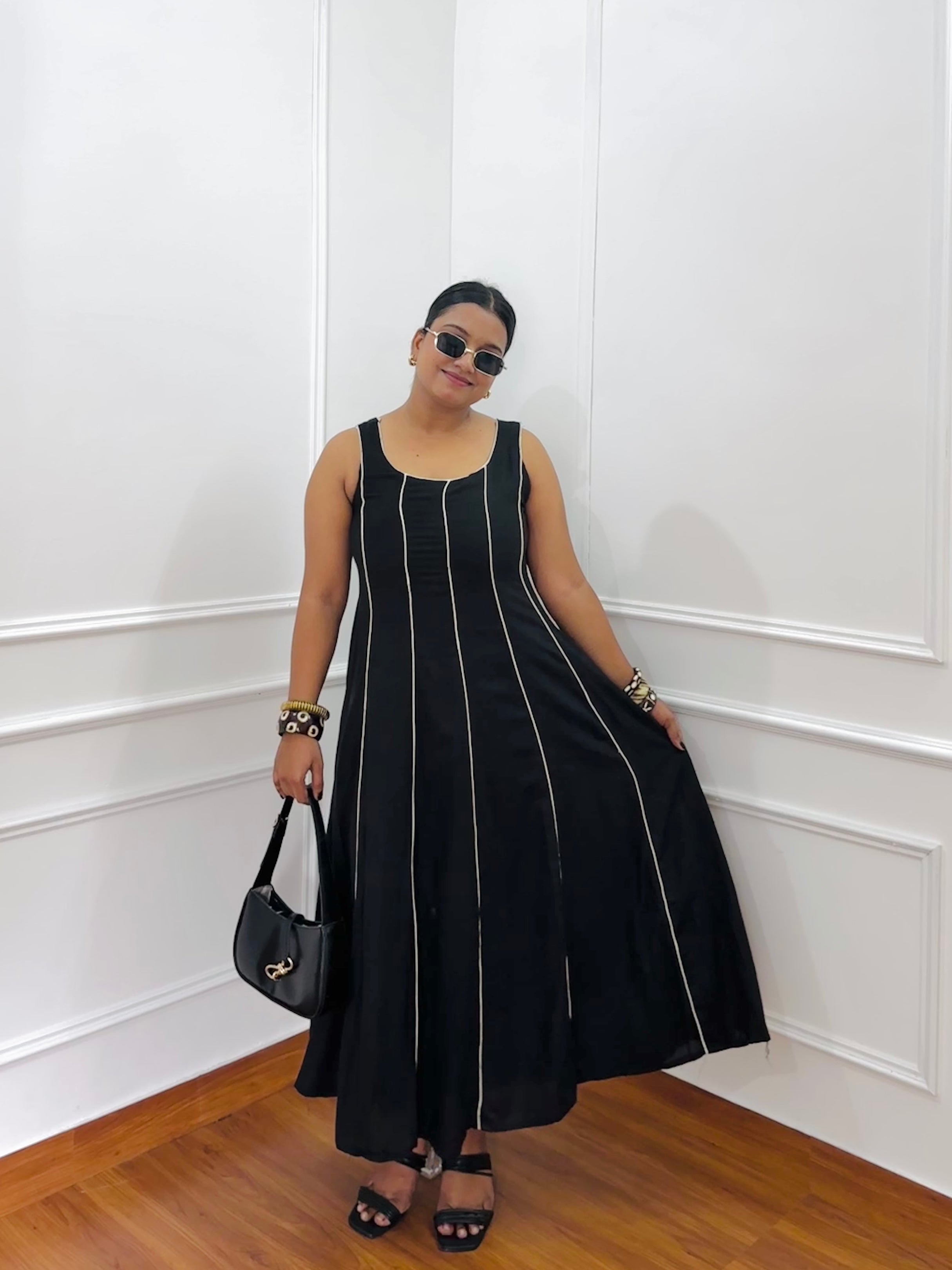 Black Pintex Flex Dress