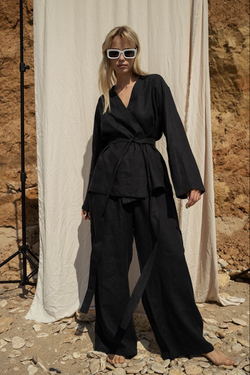 Black Wrap Coord Set