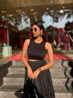 Black Pleated Skirt Set