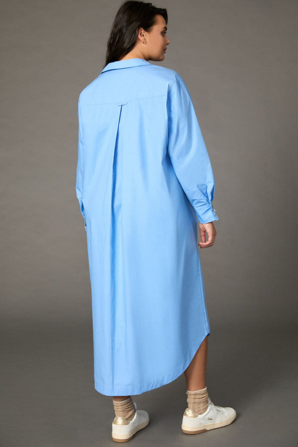 Pastel Blue Long Shirt Dress