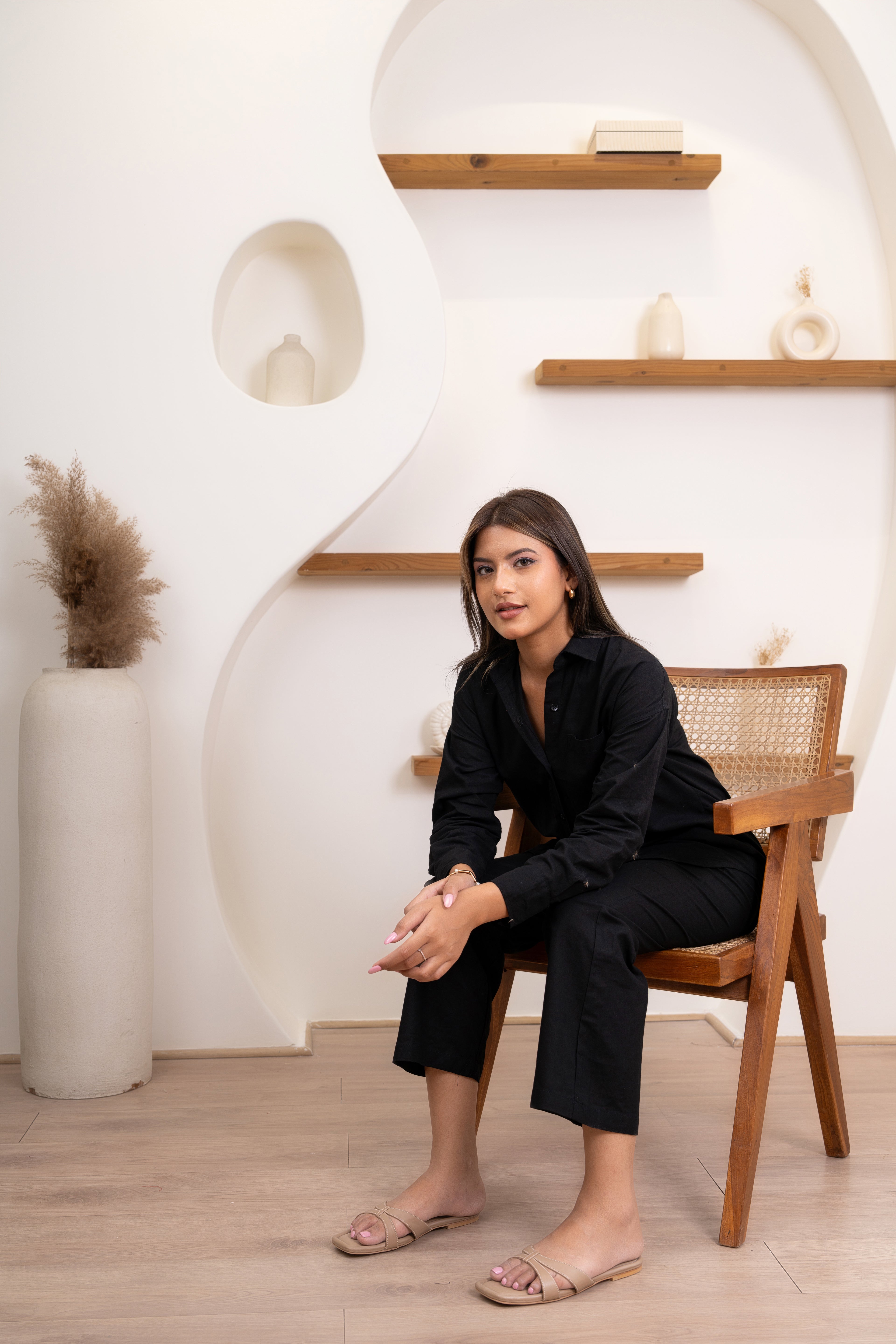 Black linen Flex Pants