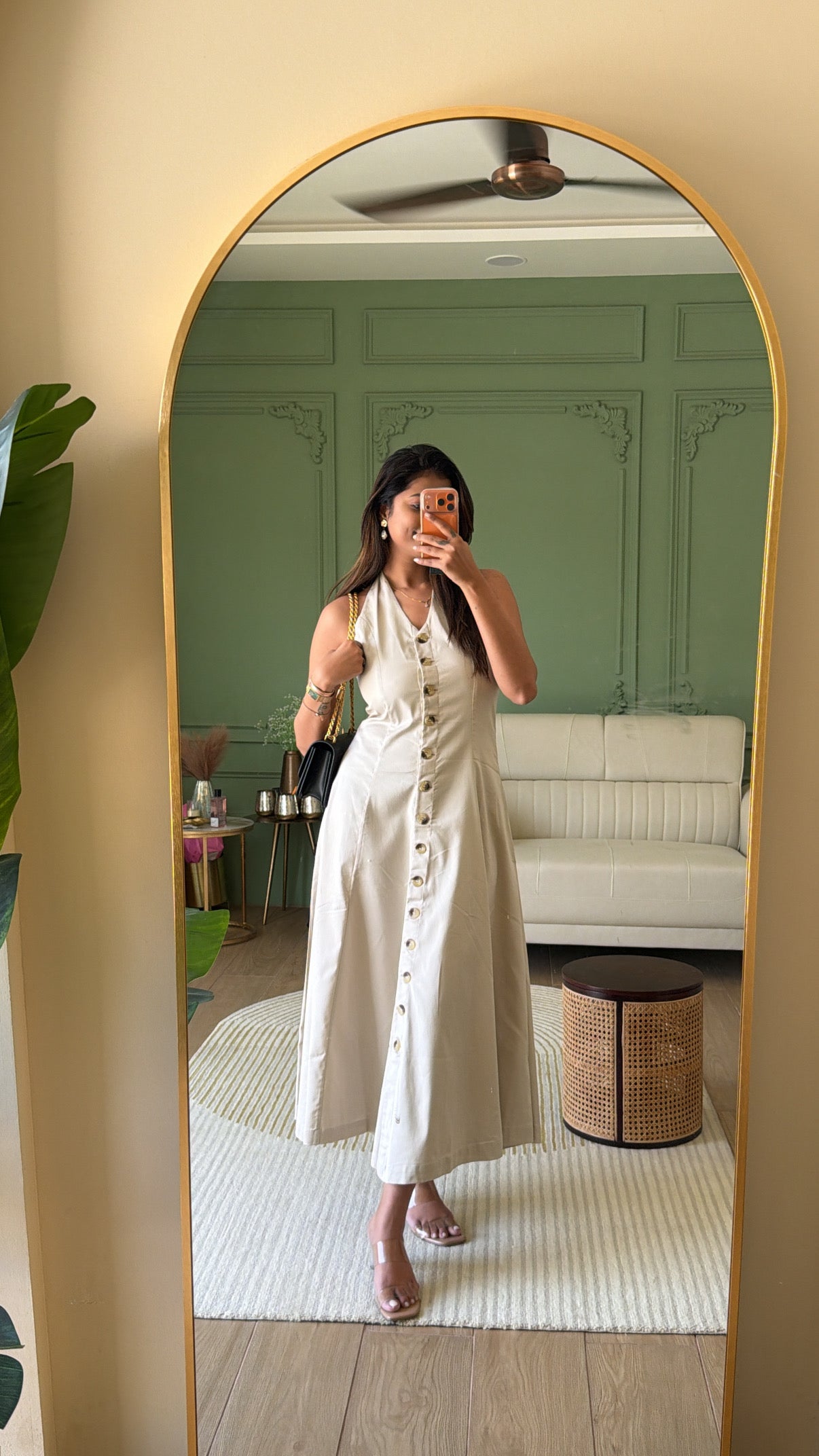 Beige Button Maxi Dress