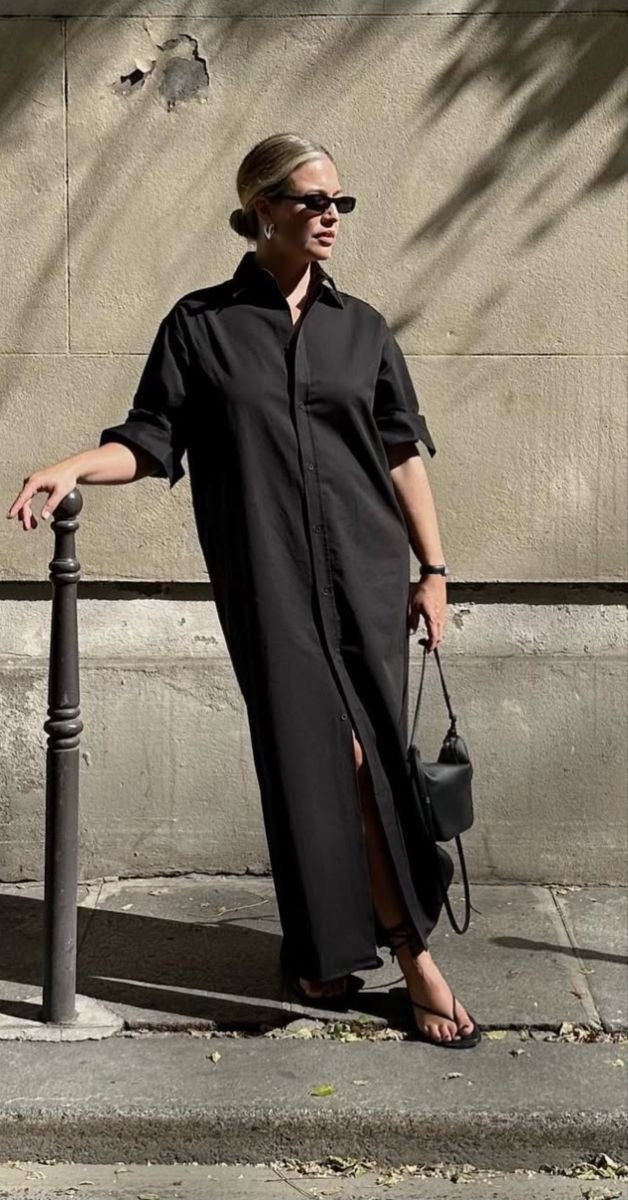 Mulmul Black Long Shirt Dress