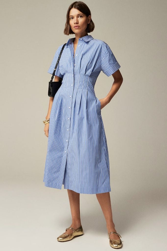 Nayra Pleated Stripe Maxi Dress