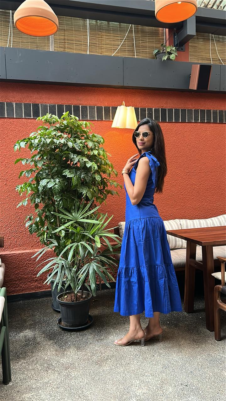 One Shoulder Royal Blue Maxi Dress