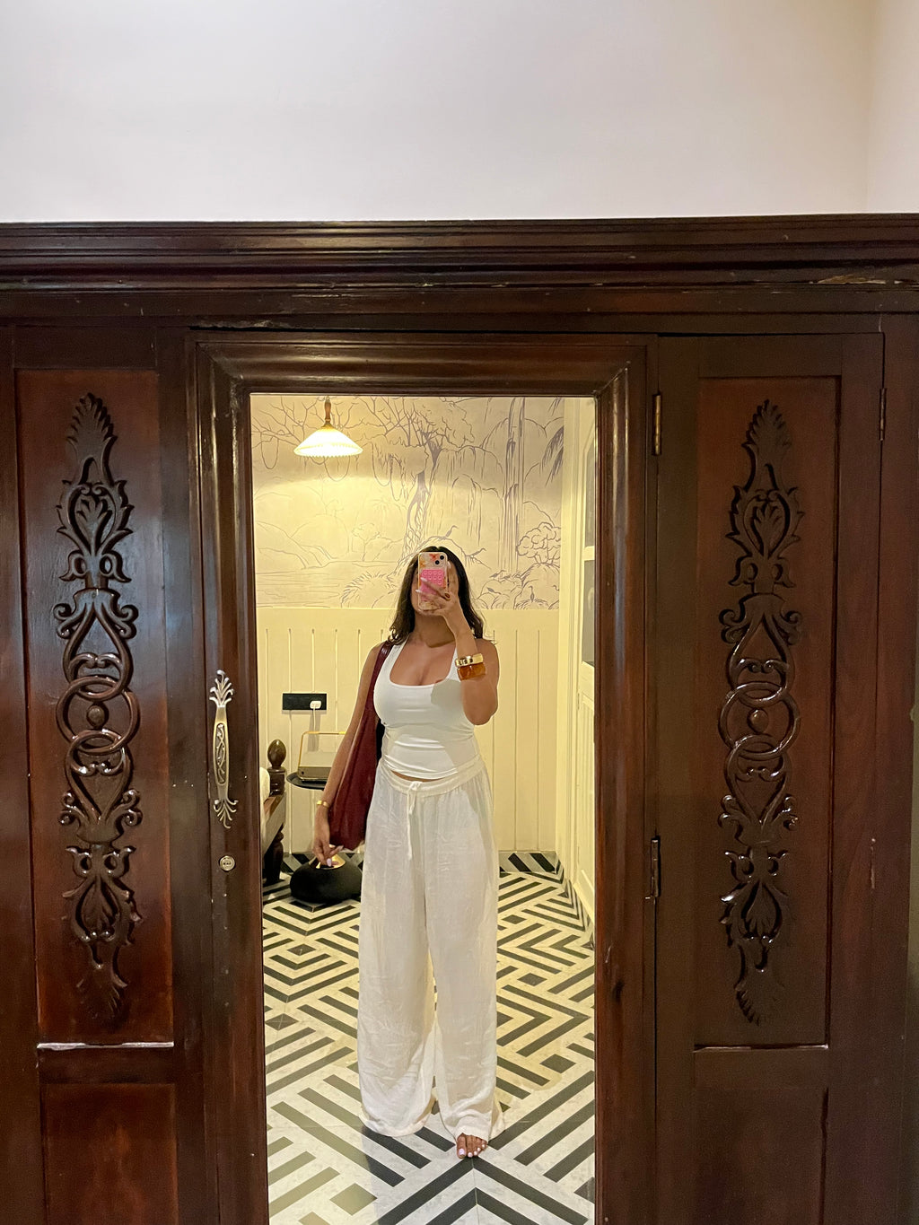 White Viscose Flex Pants