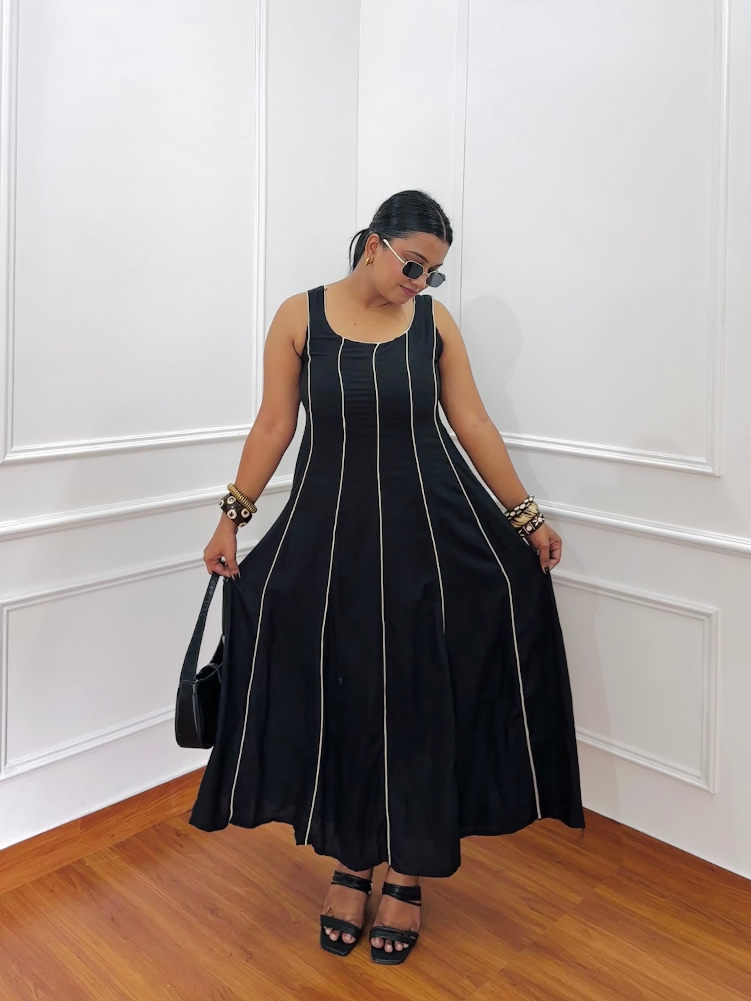 Black Pintex Flex Dress
