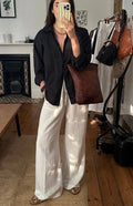 Black and Linen White Pants