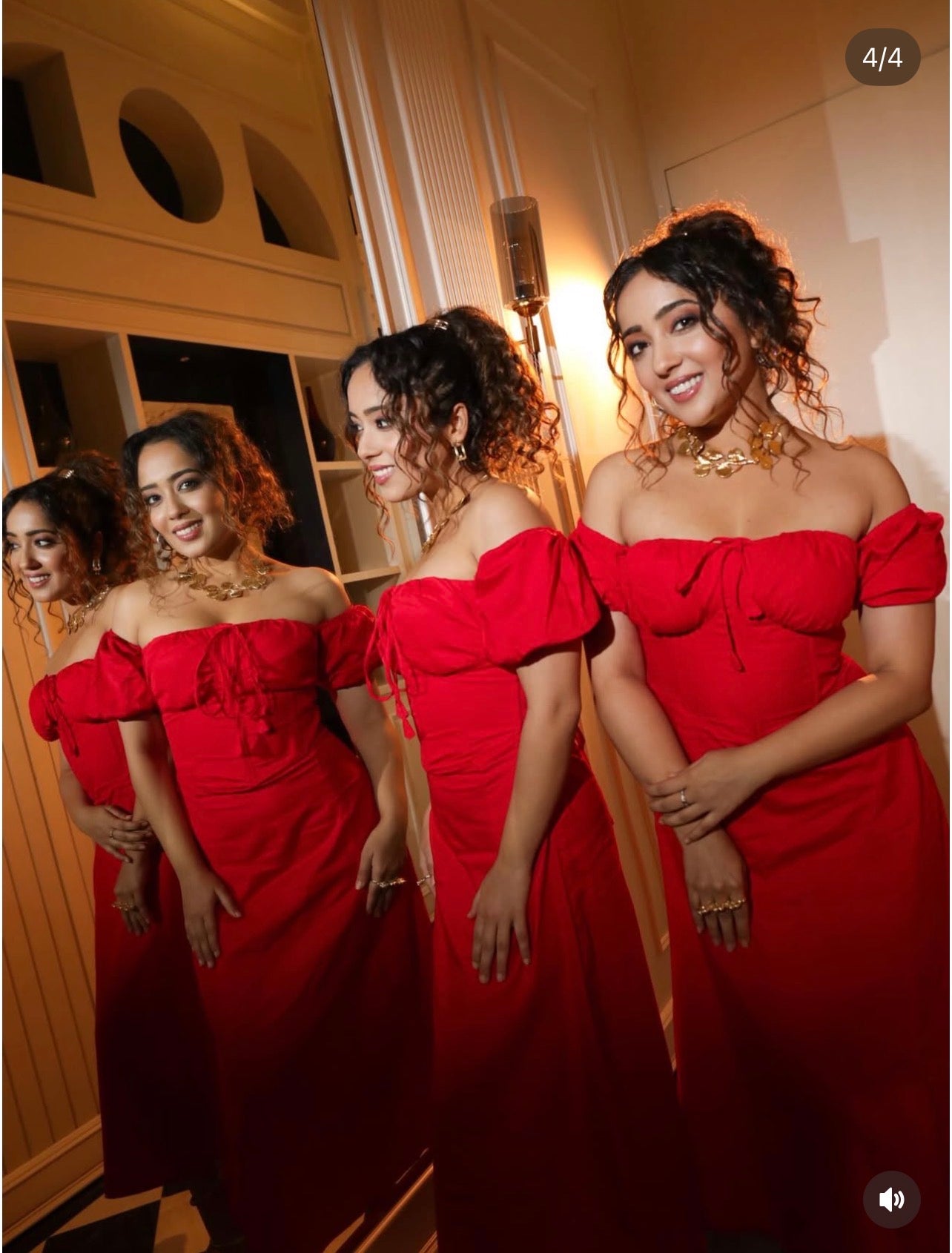 Red Corset Puff Dress