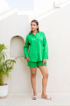 Hot Green Oversized Cotton Shirt
