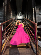 Hot Pink Mulmul Maxi Dress